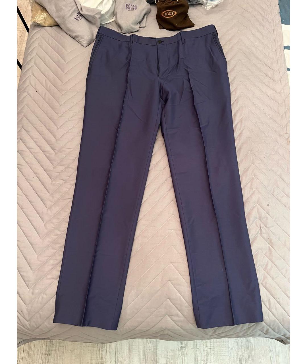 ZILLI Темно-синие шерстяные классические брюки, фото 6