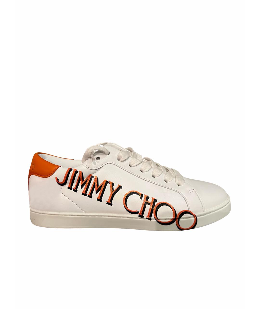 JIMMY CHOO Белые кожаные кеды, фото 1