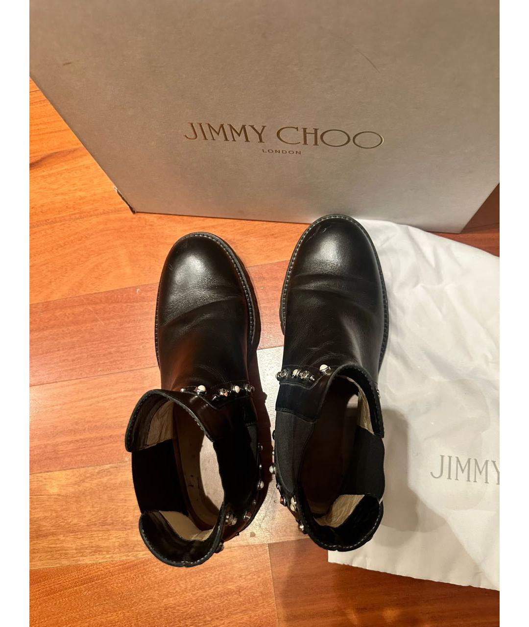 JIMMY CHOO Черные кожаные полусапоги, фото 3