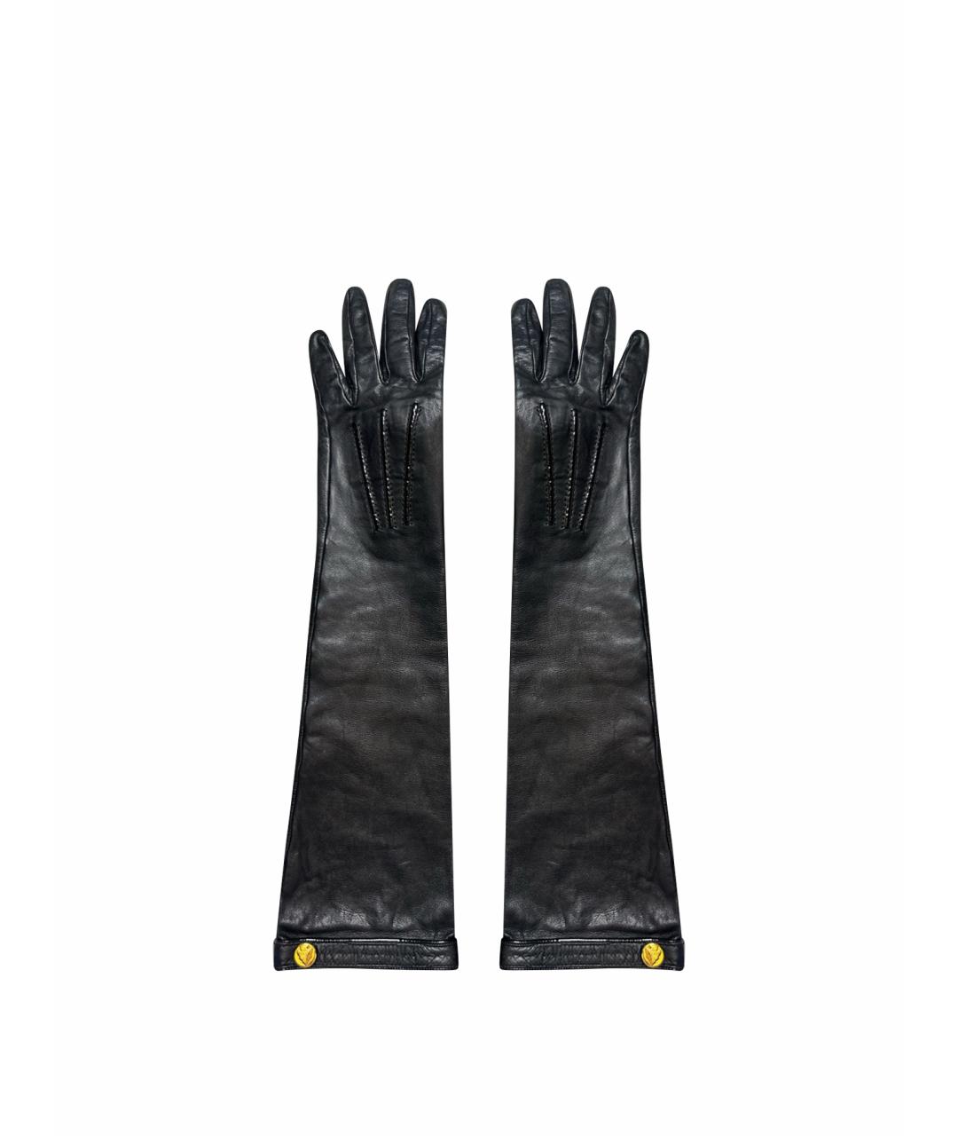 GUCCI Черные кожаные перчатки, фото 1