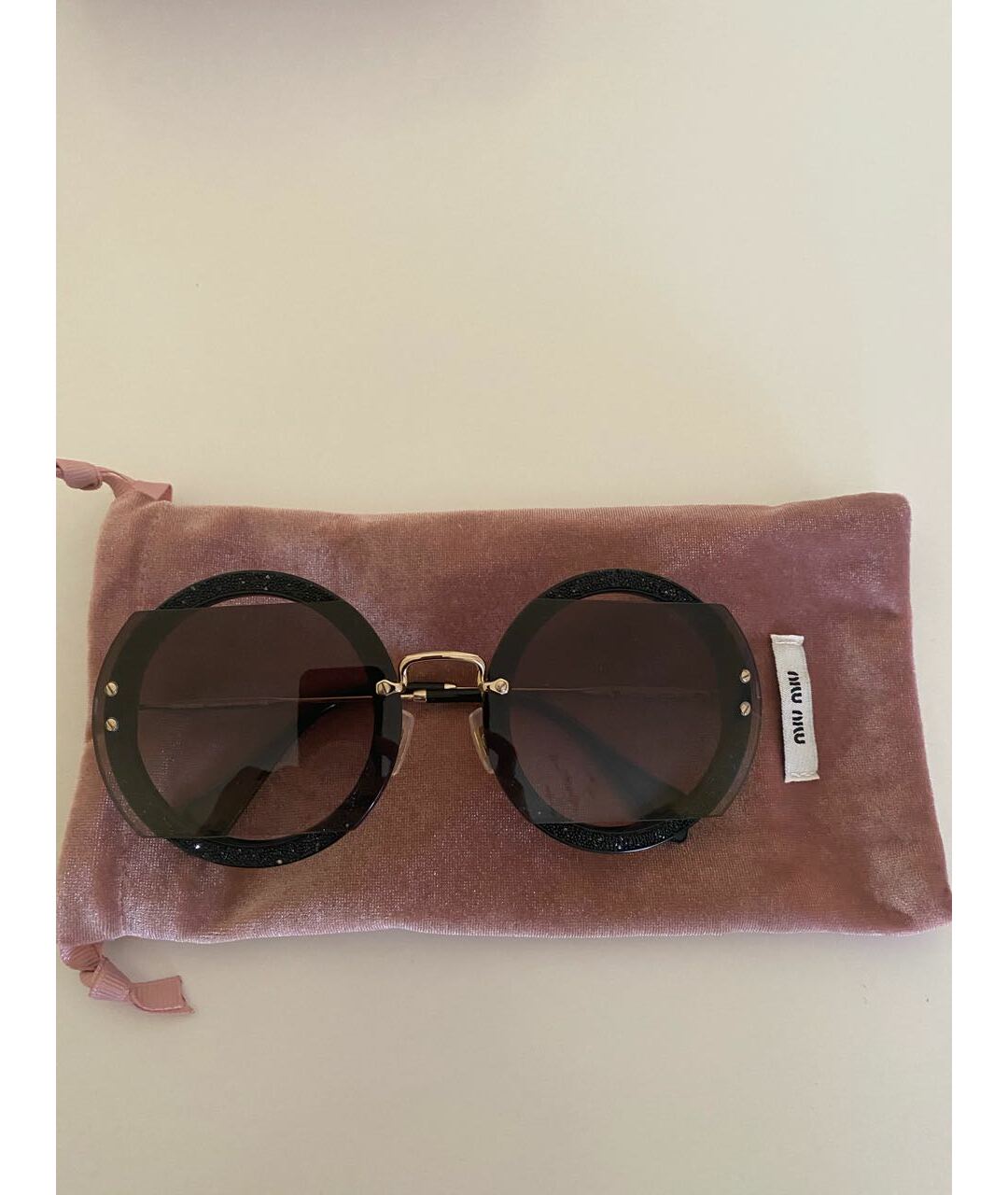 MIU MIU Черные металлические солнцезащитные очки, фото 8