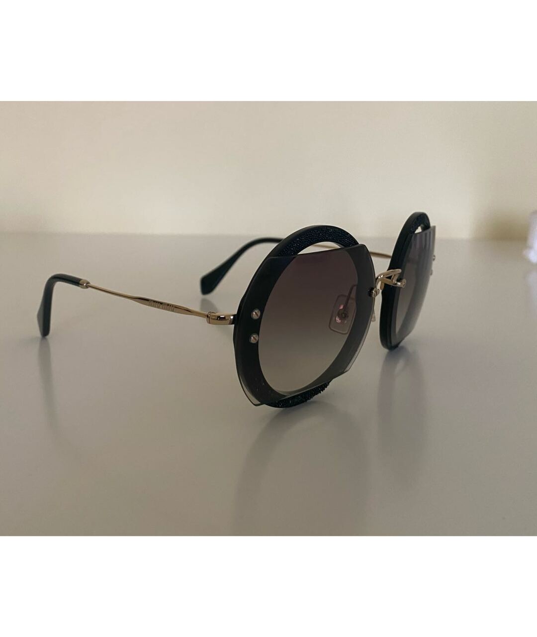 MIU MIU Черные металлические солнцезащитные очки, фото 4
