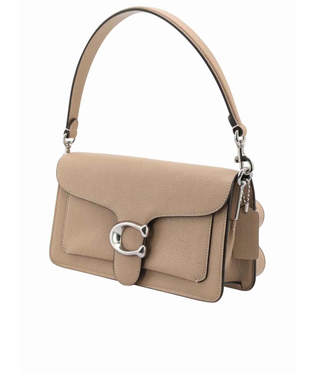 COACH Бежевая кожаная сумка с короткими ручками, фото 1