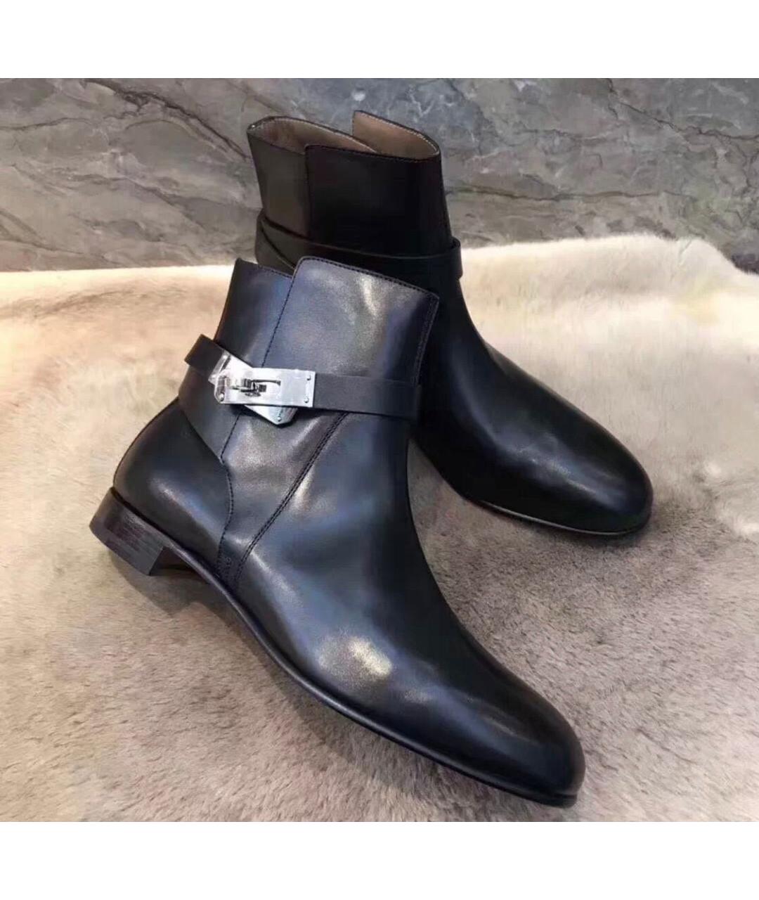 HERMES Черные кожаные ботинки, фото 5