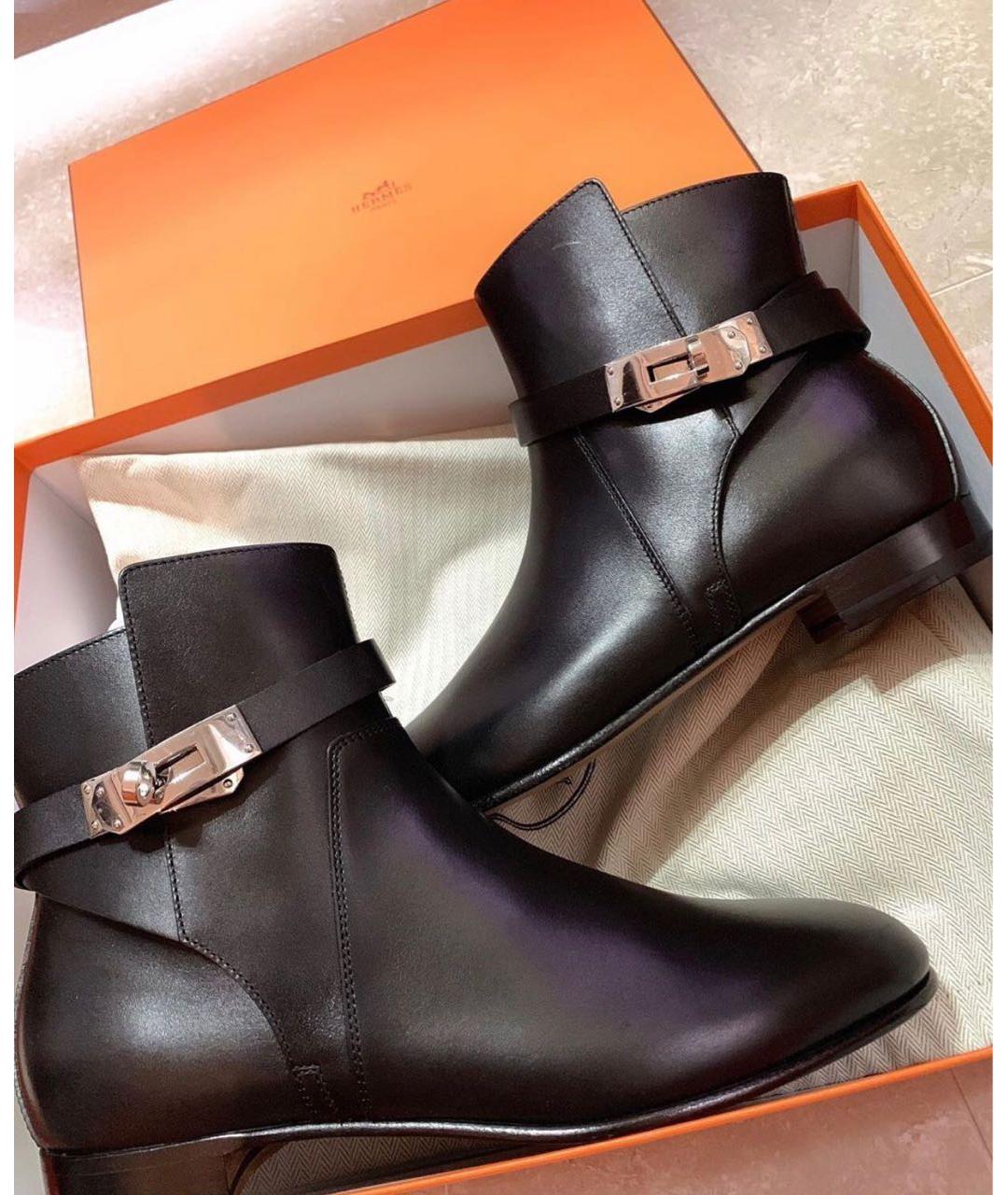 HERMES Черные кожаные ботинки, фото 2
