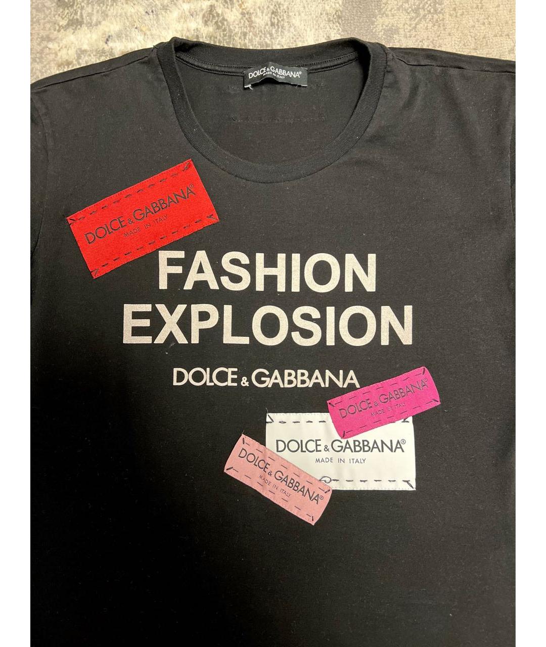 DOLCE&GABBANA Черная хлопковая футболка, фото 2