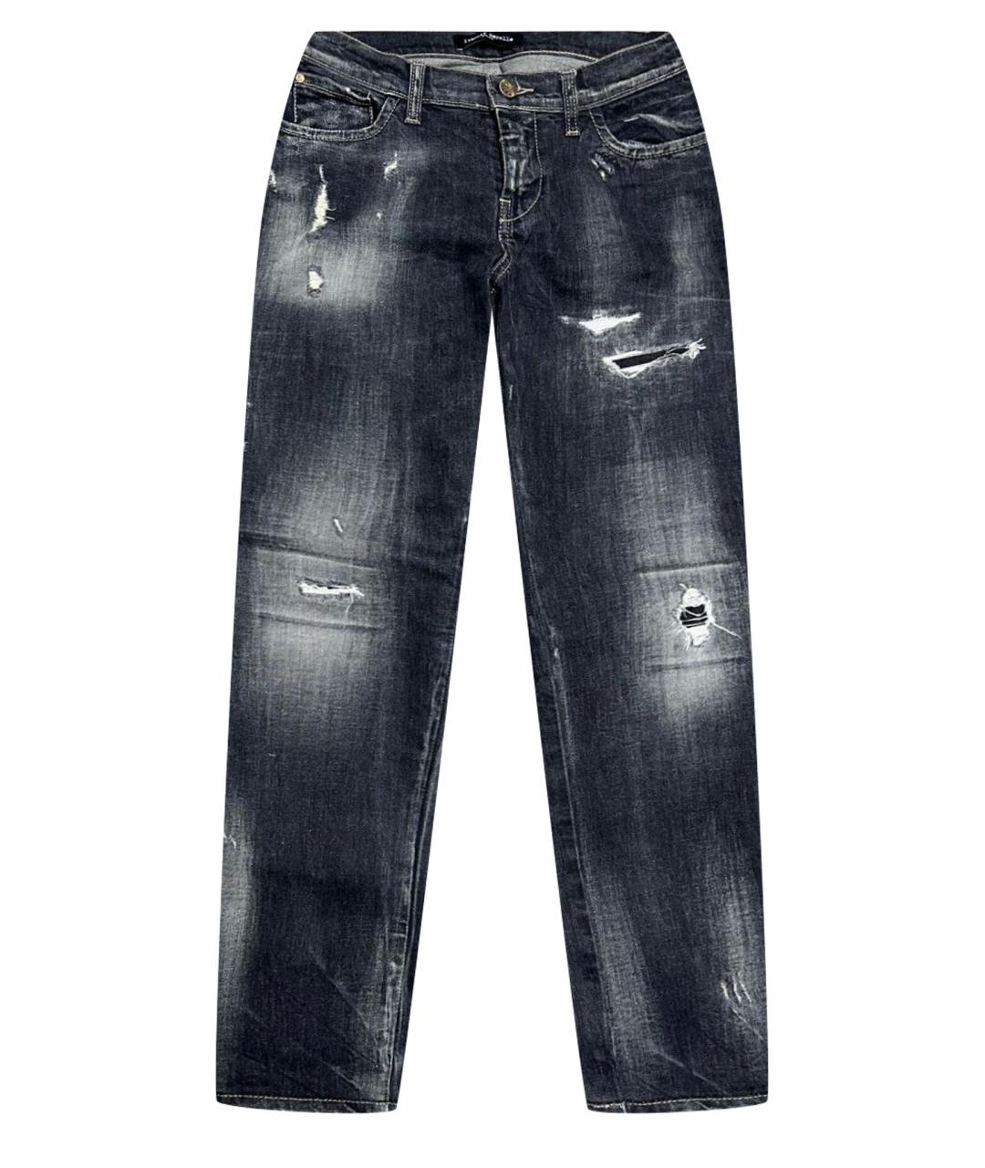 FRANKIE MORELLO Антрацитовые хлопковые джинсы слим, фото 1