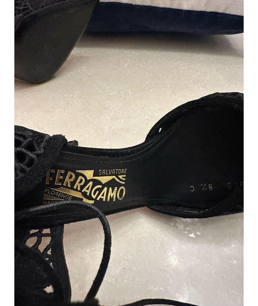 SALVATORE FERRAGAMO Черные текстильные туфли, фото 6