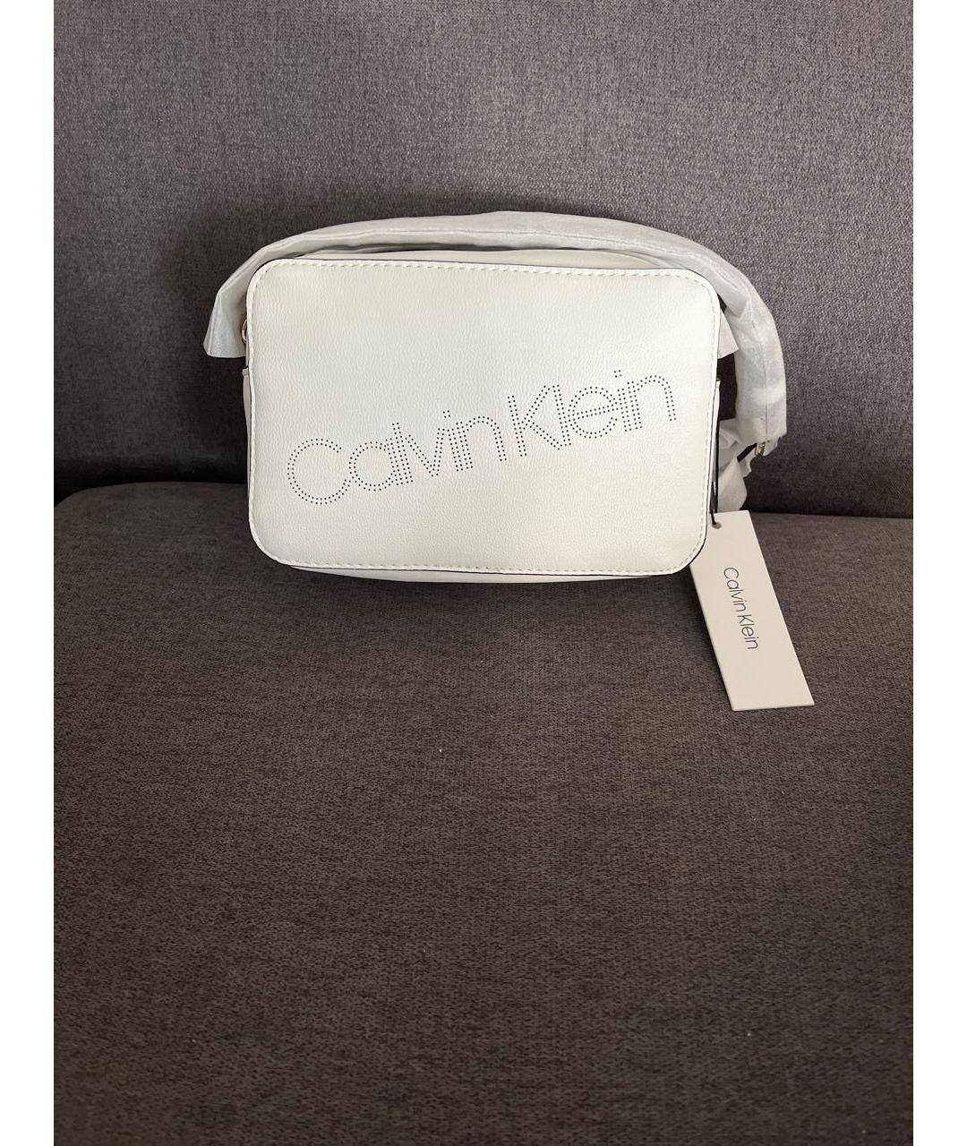 CALVIN KLEIN Белая сумка через плечо из искусственной кожи, фото 5
