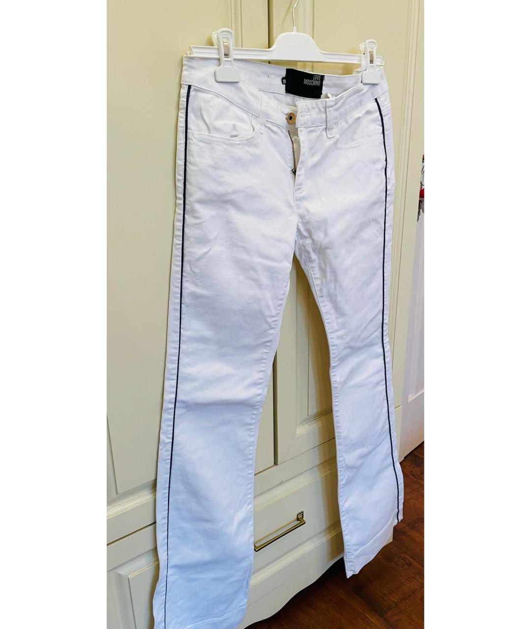 LOVE MOSCHINO Белые хлопковые джинсы клеш, фото 4