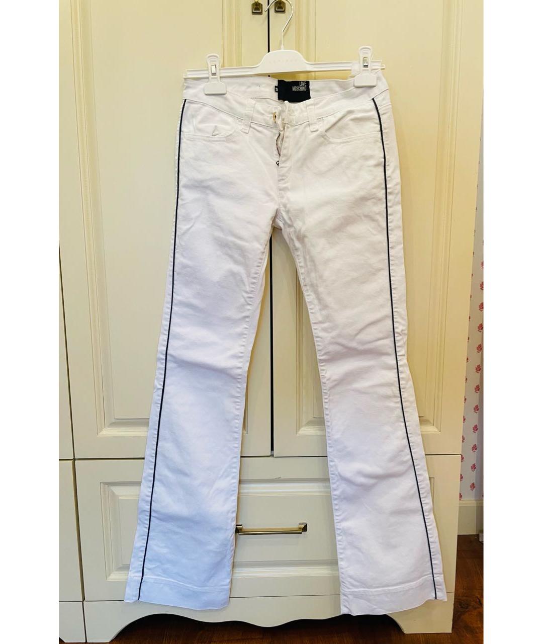 LOVE MOSCHINO Белые хлопковые джинсы клеш, фото 5