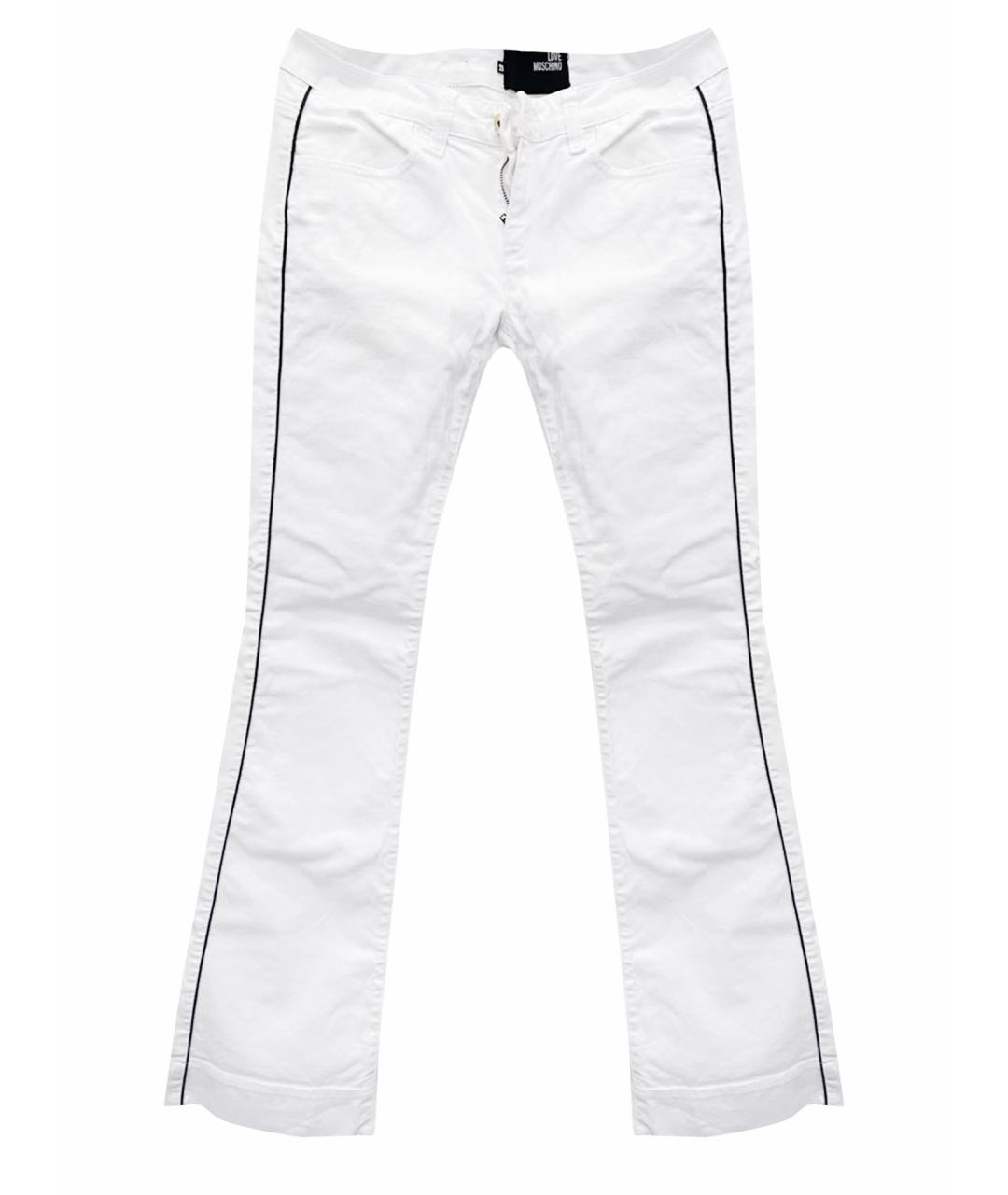 LOVE MOSCHINO Белые хлопковые джинсы клеш, фото 1