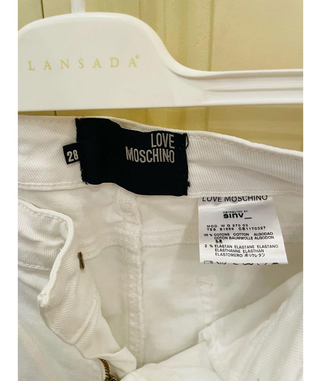 LOVE MOSCHINO Белые хлопковые джинсы клеш, фото 3
