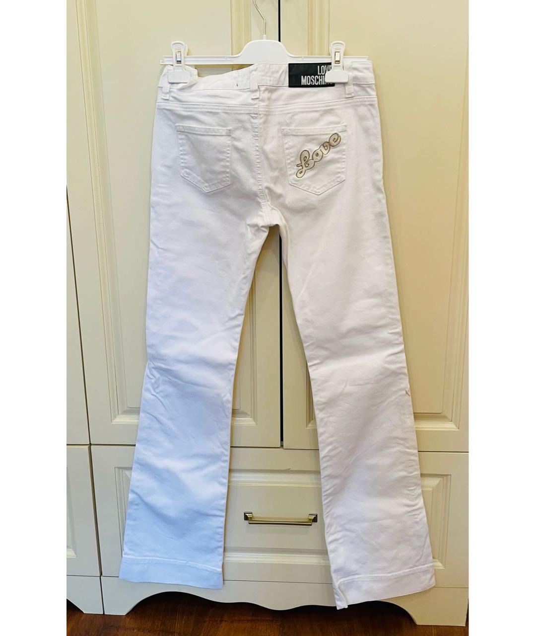 LOVE MOSCHINO Белые хлопковые джинсы клеш, фото 2