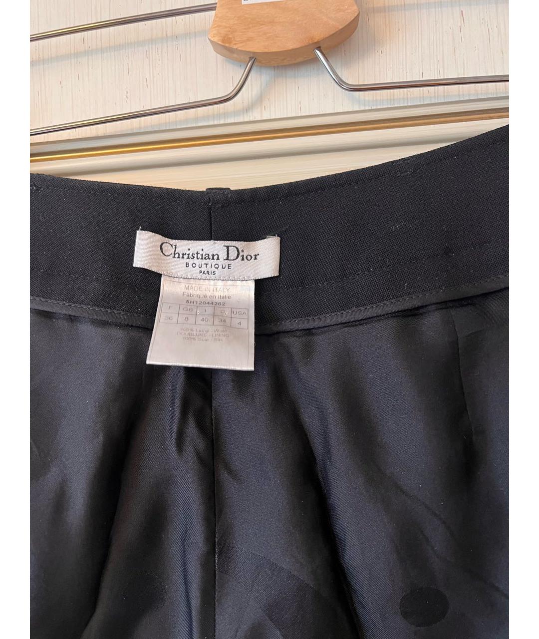 CHRISTIAN DIOR PRE-OWNED Черные шерстяные брюки широкие, фото 3