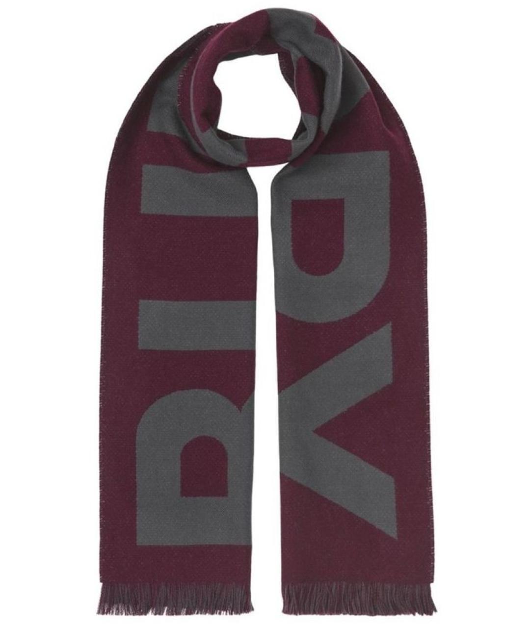 BURBERRY Бордовый шерстяной шарф, фото 1