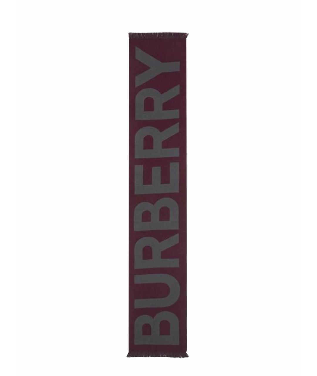 BURBERRY Бордовый шерстяной шарф, фото 2