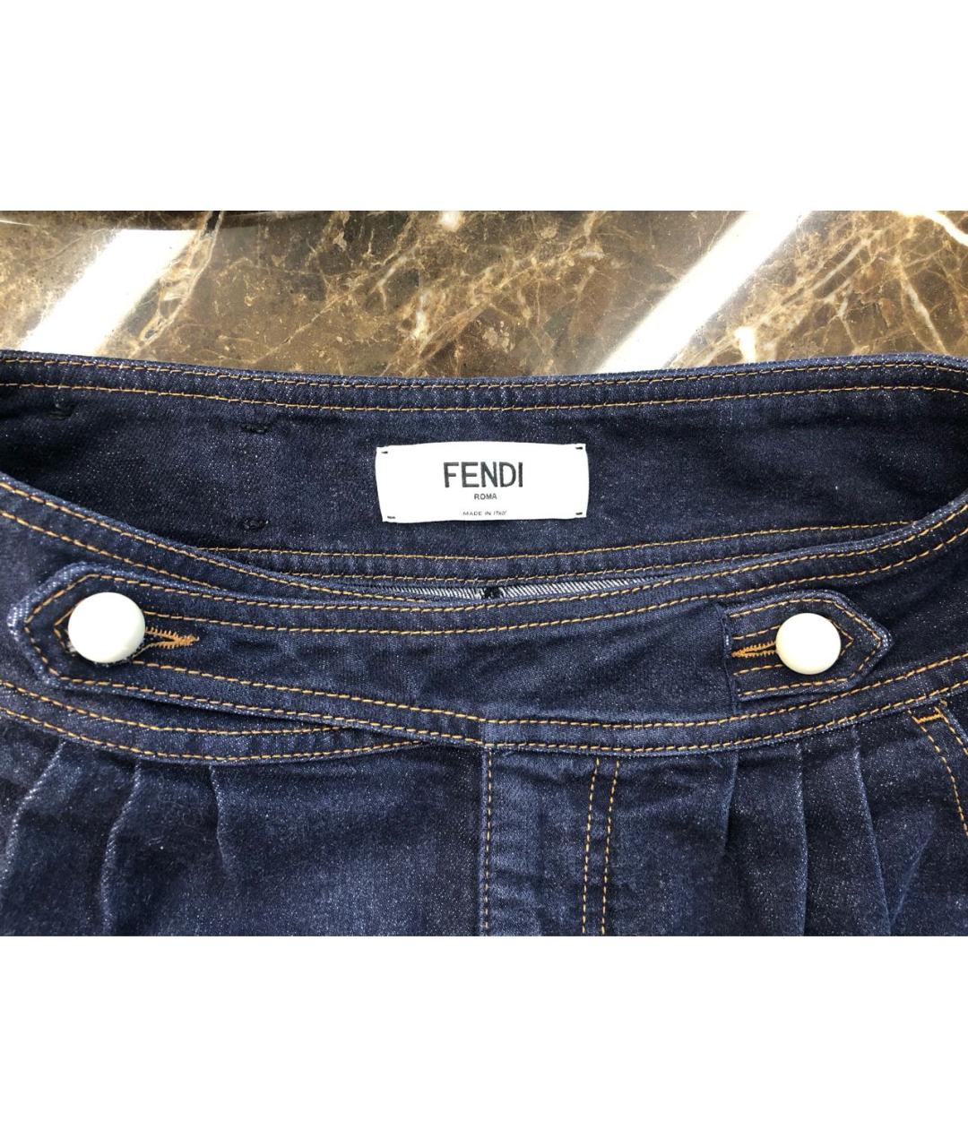 FENDI Темно-синие хлопковые прямые джинсы, фото 6