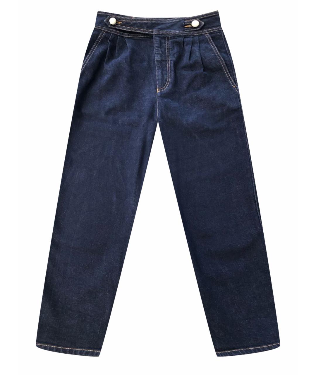 FENDI Темно-синие хлопковые прямые джинсы, фото 1