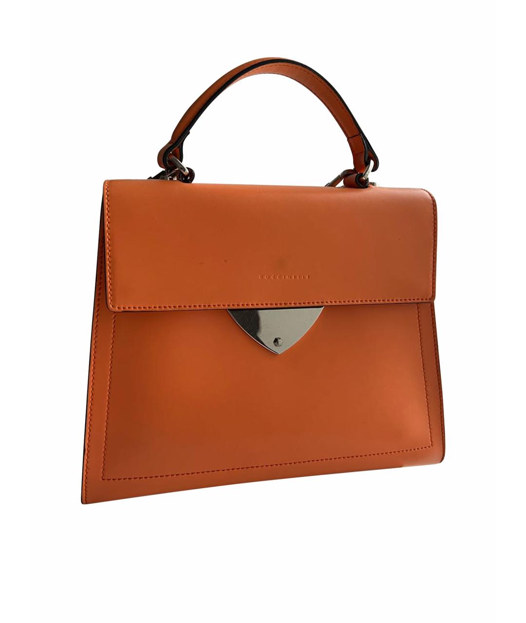 COCCINELLE Оранжевая кожаная сумка с короткими ручками, фото 1
