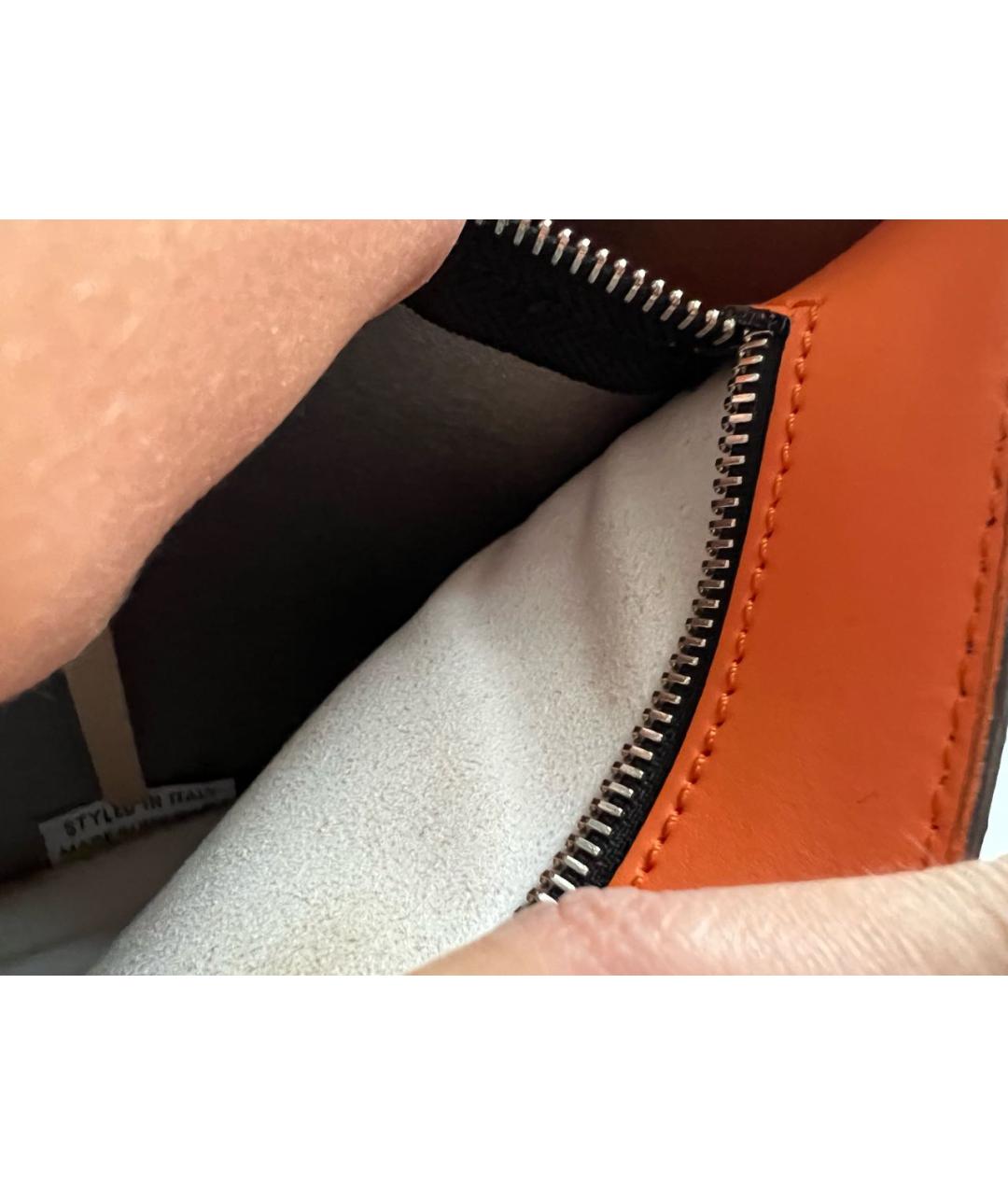 COCCINELLE Оранжевая кожаная сумка с короткими ручками, фото 5