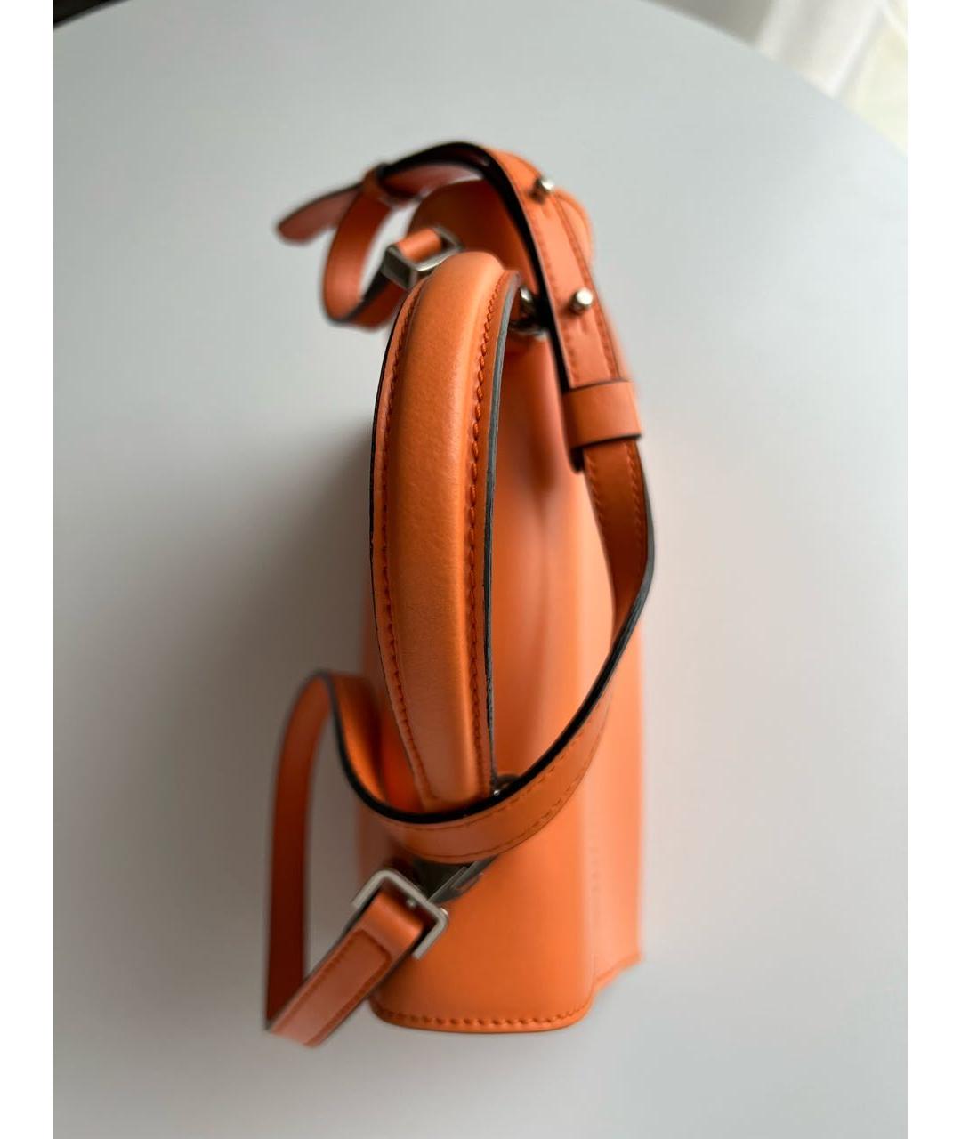 COCCINELLE Оранжевая кожаная сумка с короткими ручками, фото 7