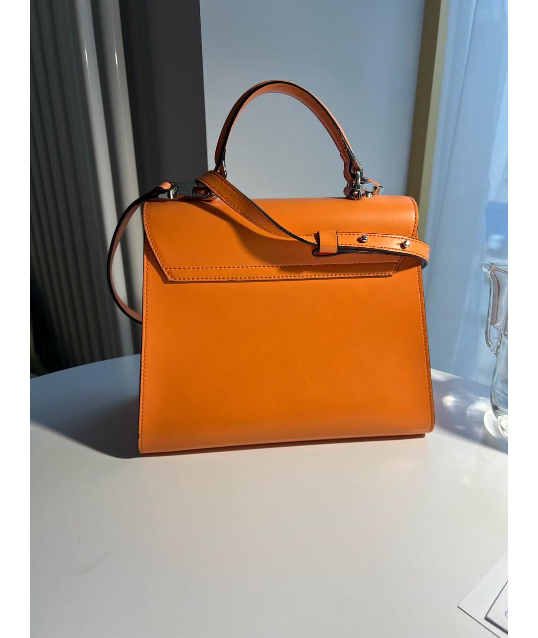 COCCINELLE Оранжевая кожаная сумка с короткими ручками, фото 3