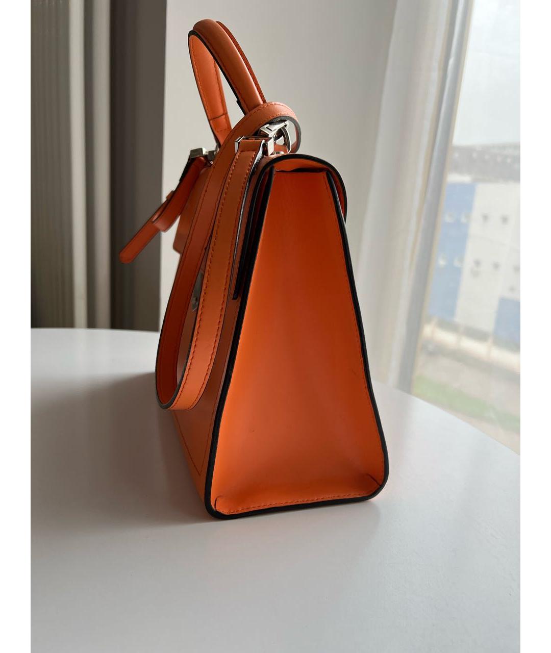 COCCINELLE Оранжевая кожаная сумка с короткими ручками, фото 2