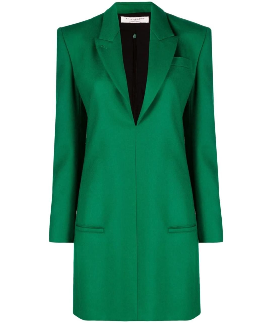 PHILOSOPHY DI LORENZO SERAFINI Зеленый шерстяной жакет/пиджак, фото 1