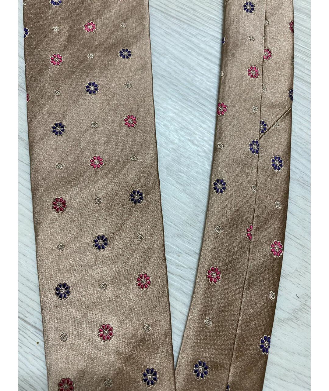 PATRICK HELLMANN Бежевый шелковый галстук, фото 2