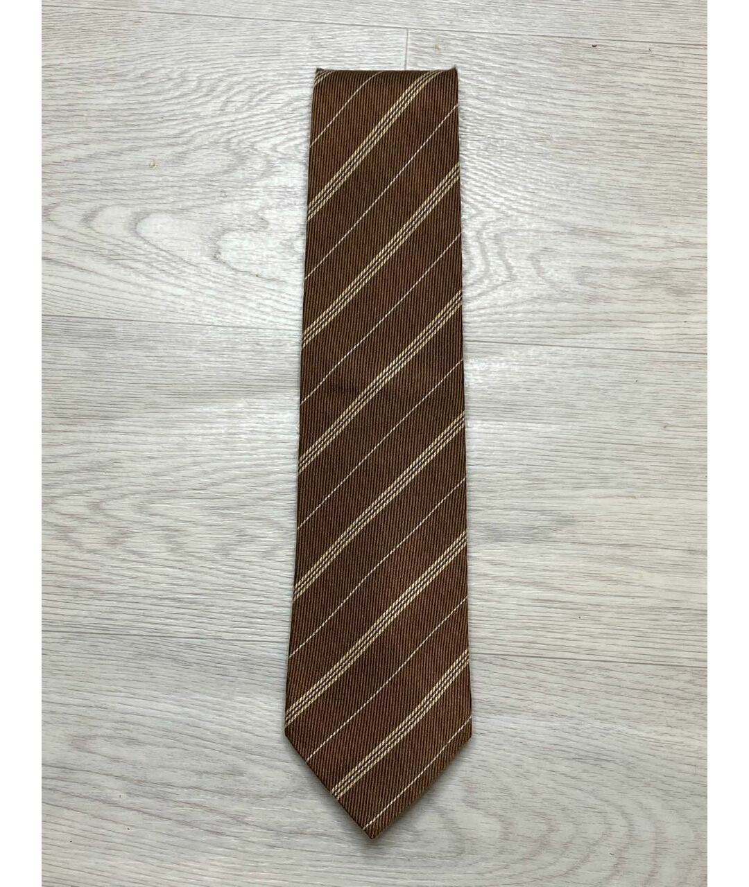 PATRICK HELLMANN Коричневый шелковый галстук, фото 4