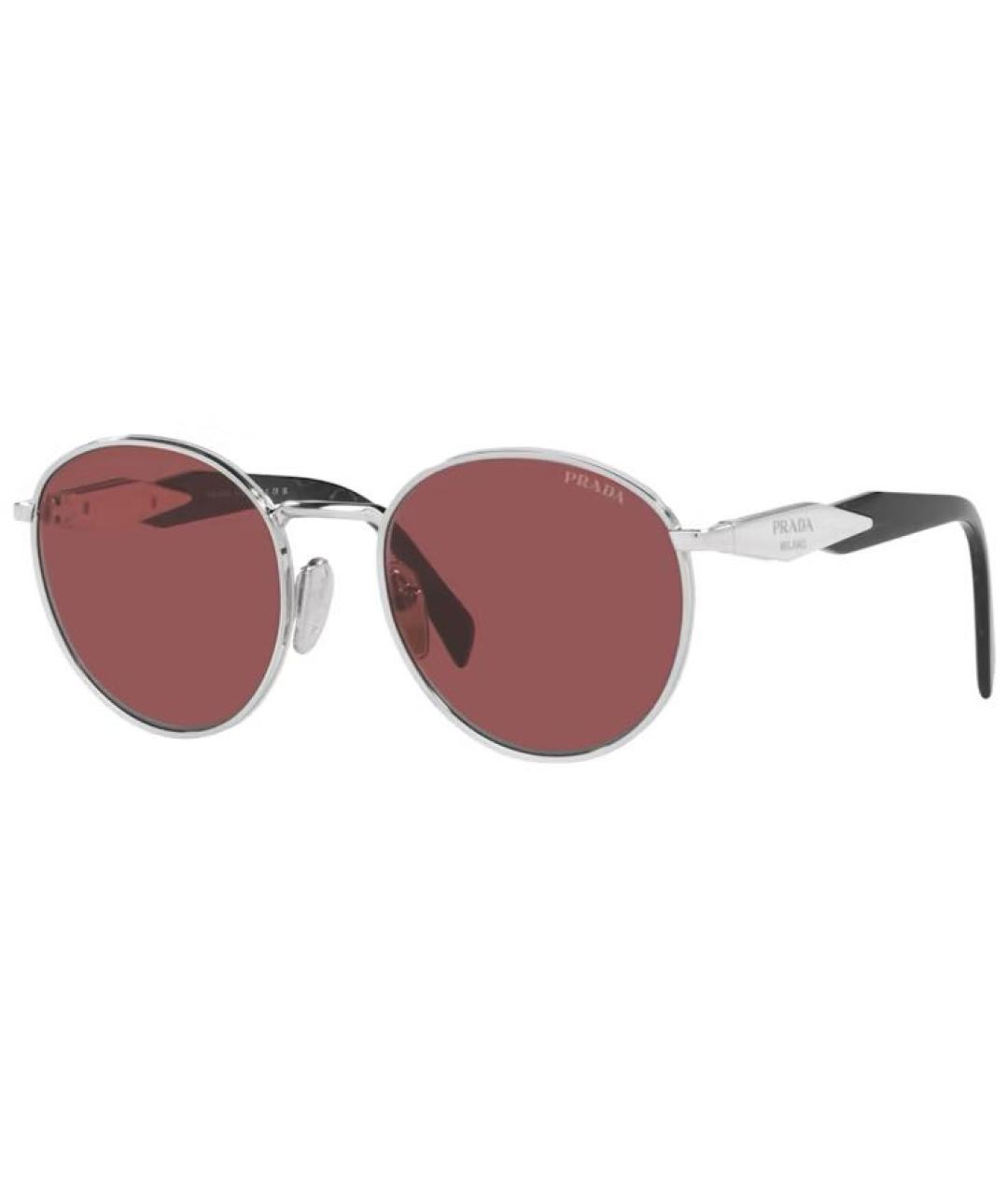PRADA Бордовые металлические солнцезащитные очки, фото 9