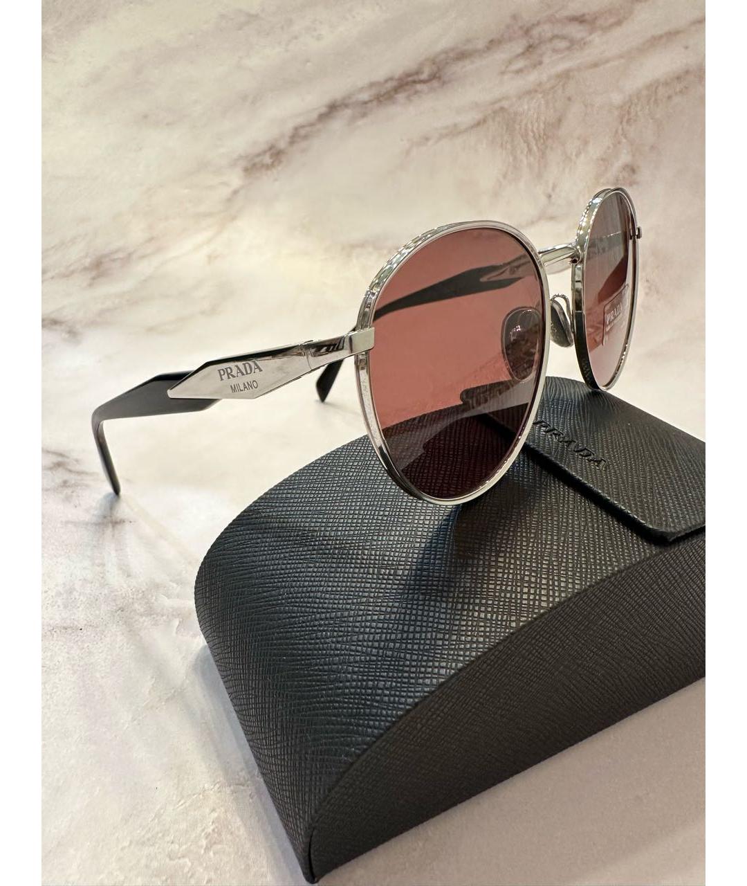 PRADA Бордовые металлические солнцезащитные очки, фото 7