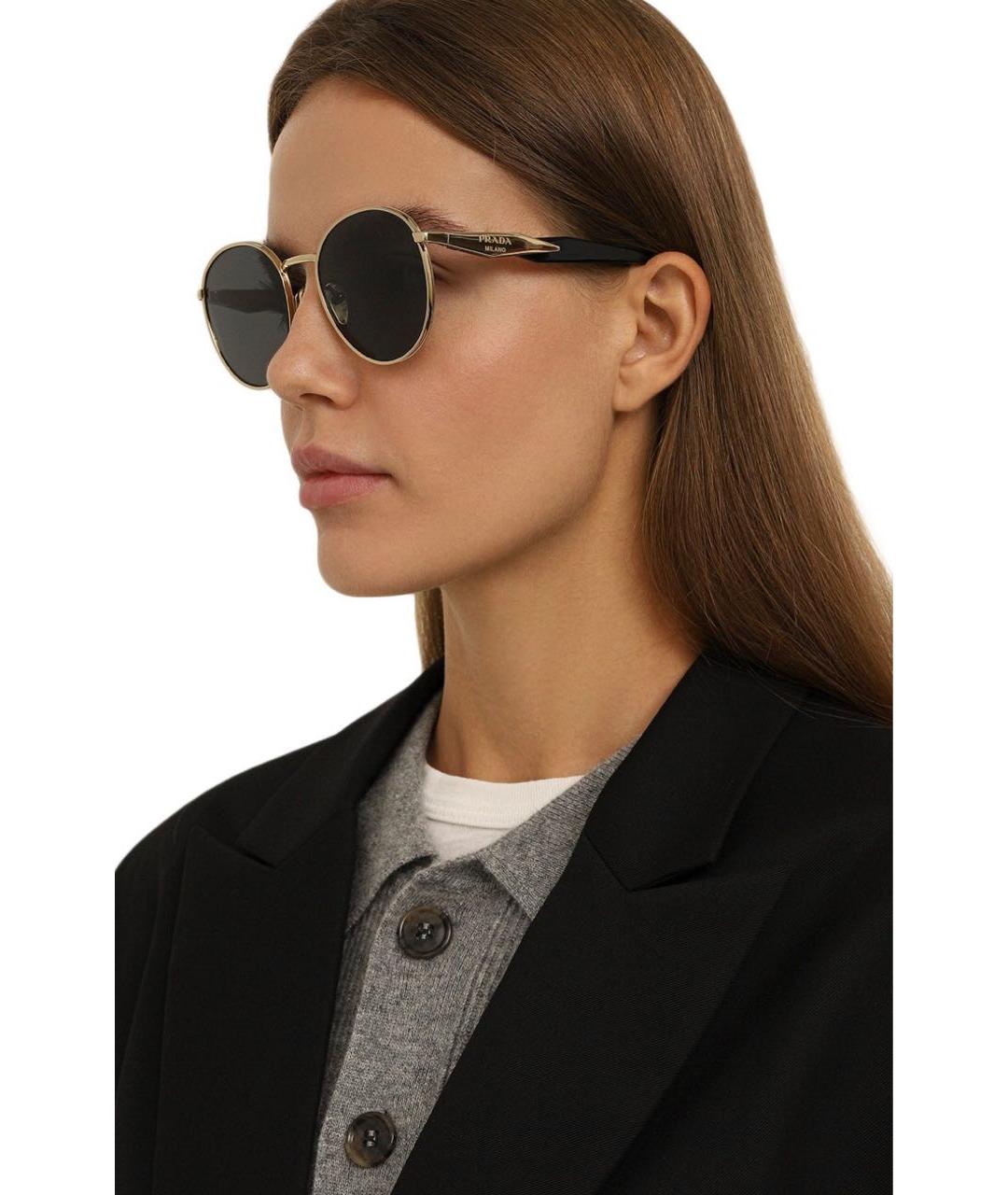 PRADA Бордовые металлические солнцезащитные очки, фото 2
