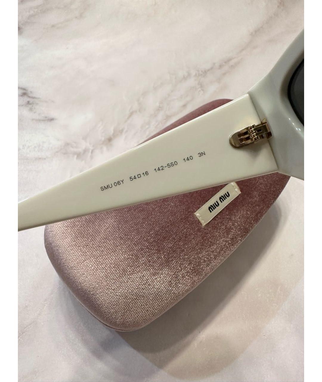 MIU MIU Белые металлические солнцезащитные очки, фото 7