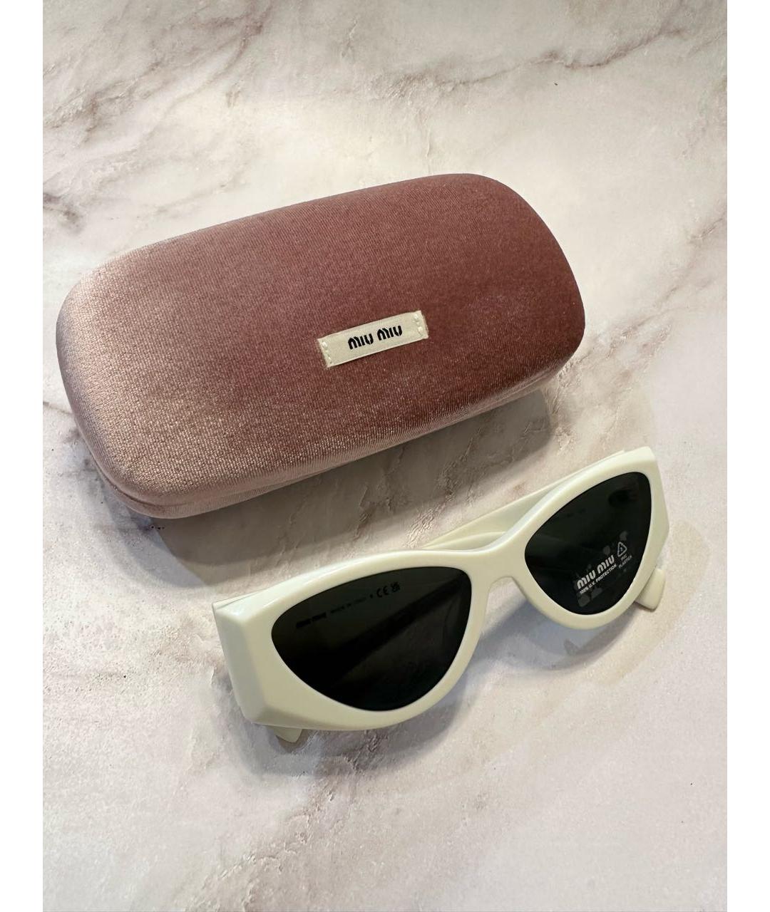 MIU MIU Белые металлические солнцезащитные очки, фото 5