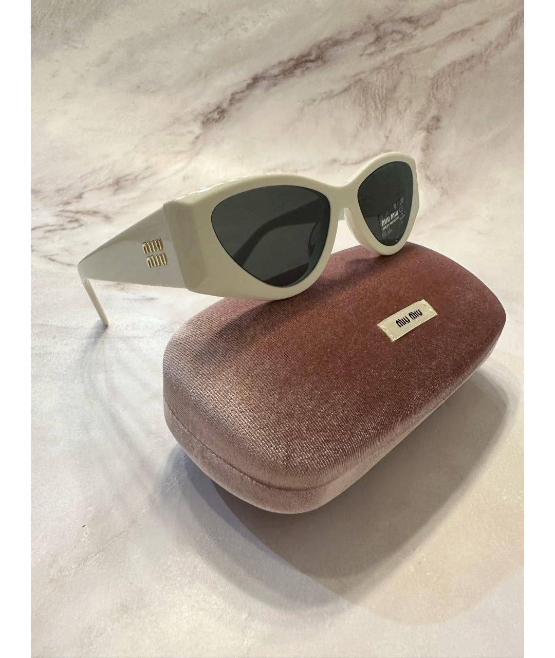 MIU MIU Белые металлические солнцезащитные очки, фото 8