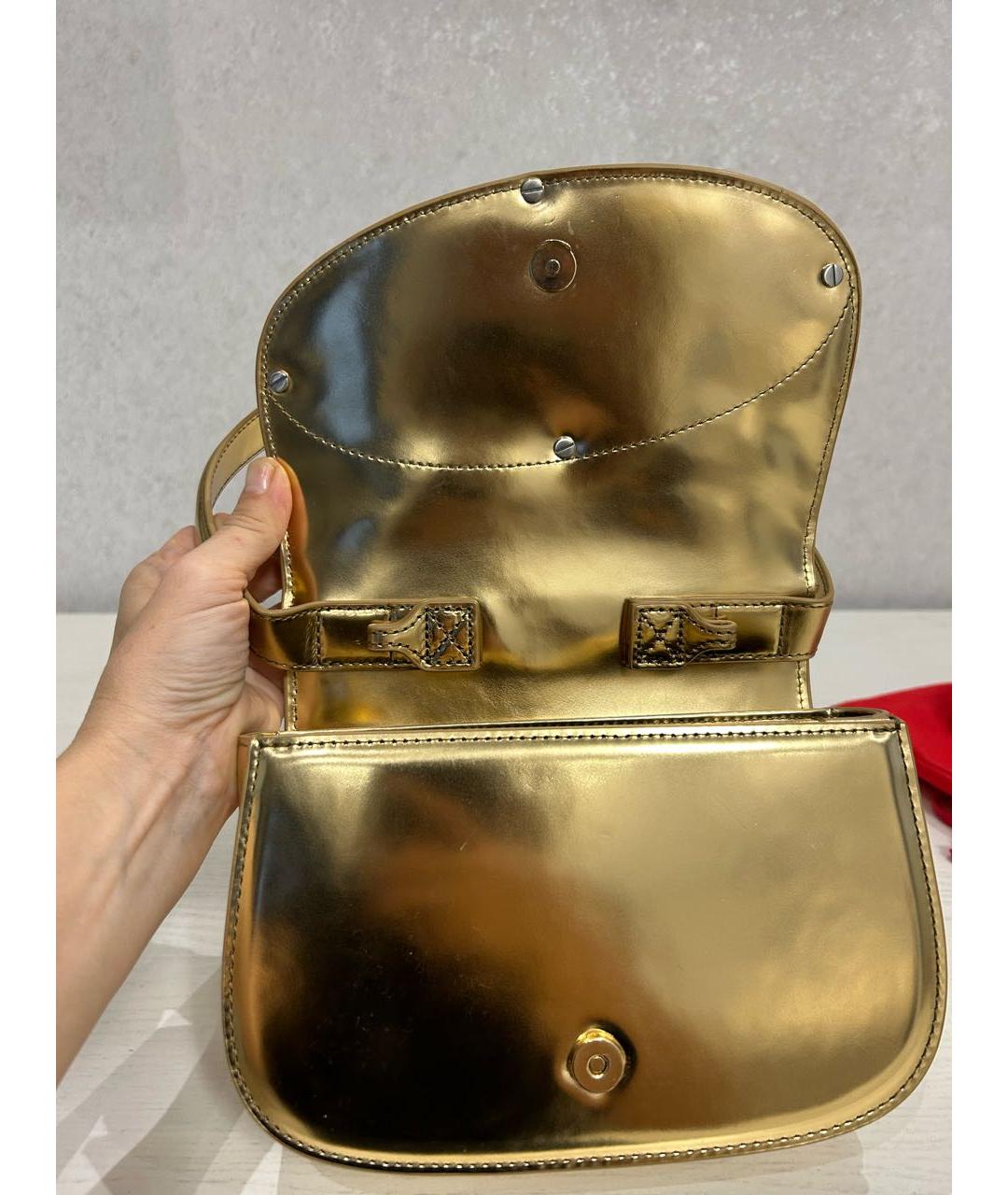 DIESEL Золотая кожаная сумка с короткими ручками, фото 4