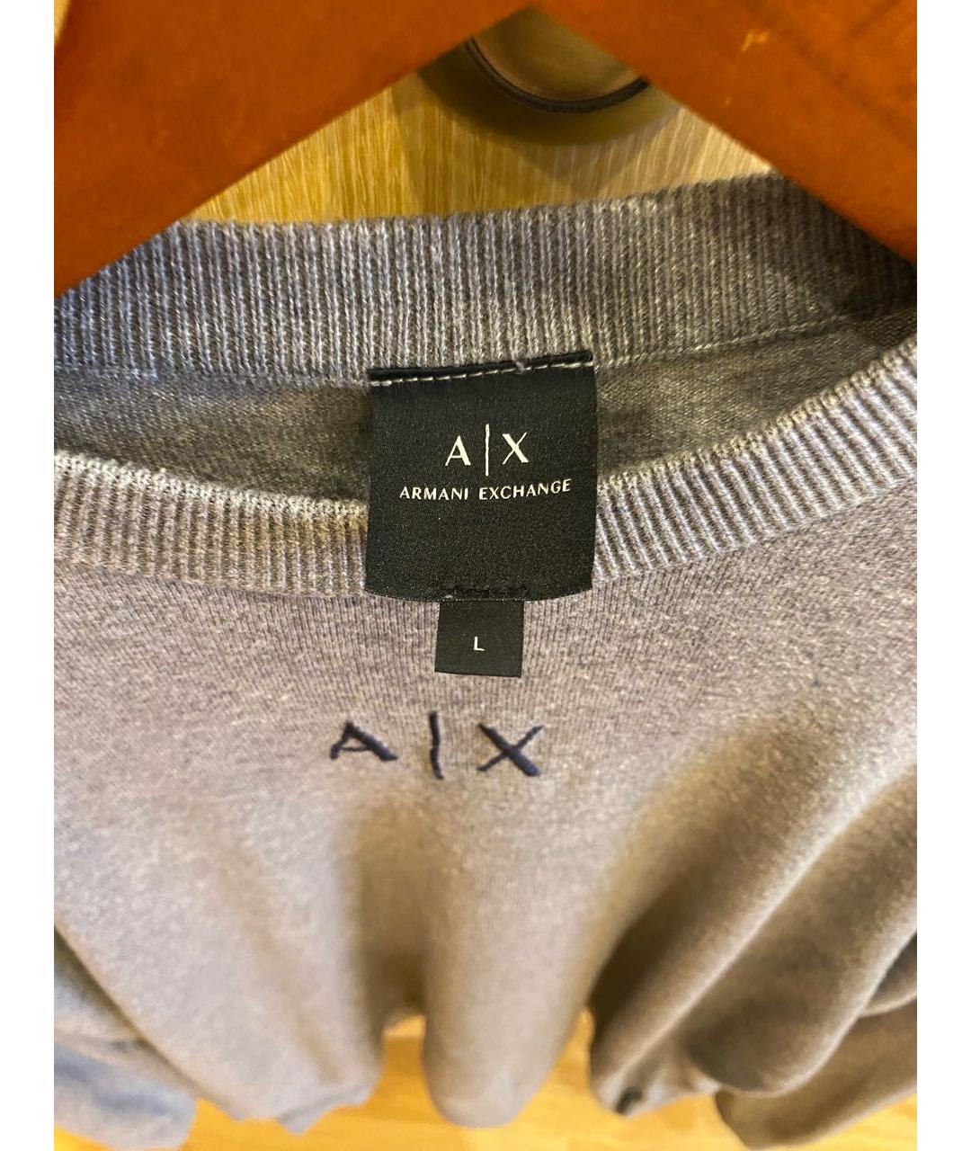 ARMANI EXCHANGE Серый хлопковый джемпер / свитер, фото 3