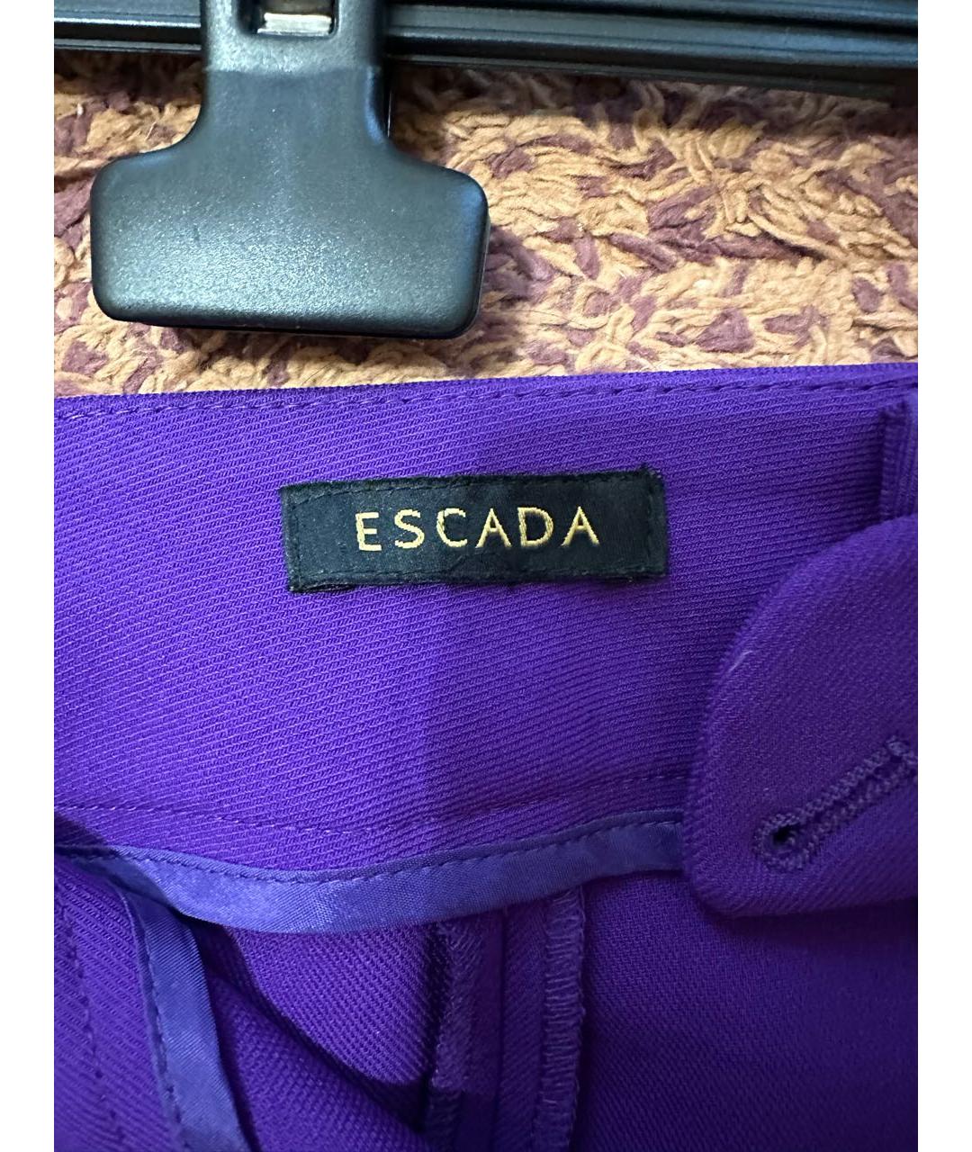 ESCADA Фиолетовые хлопко-эластановые прямые брюки, фото 3