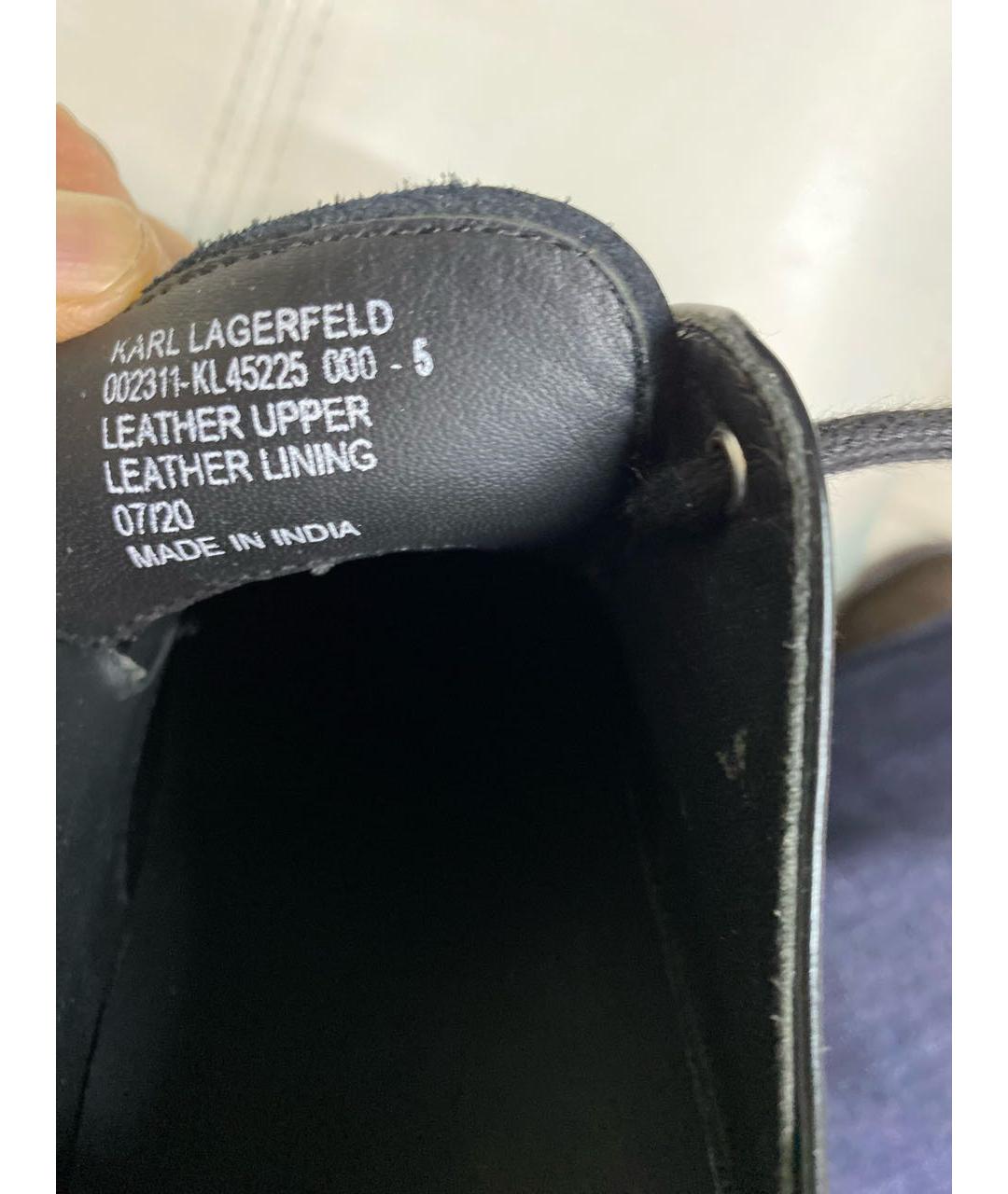 KARL LAGERFELD Черные кожаные брогги и оксфорды, фото 7