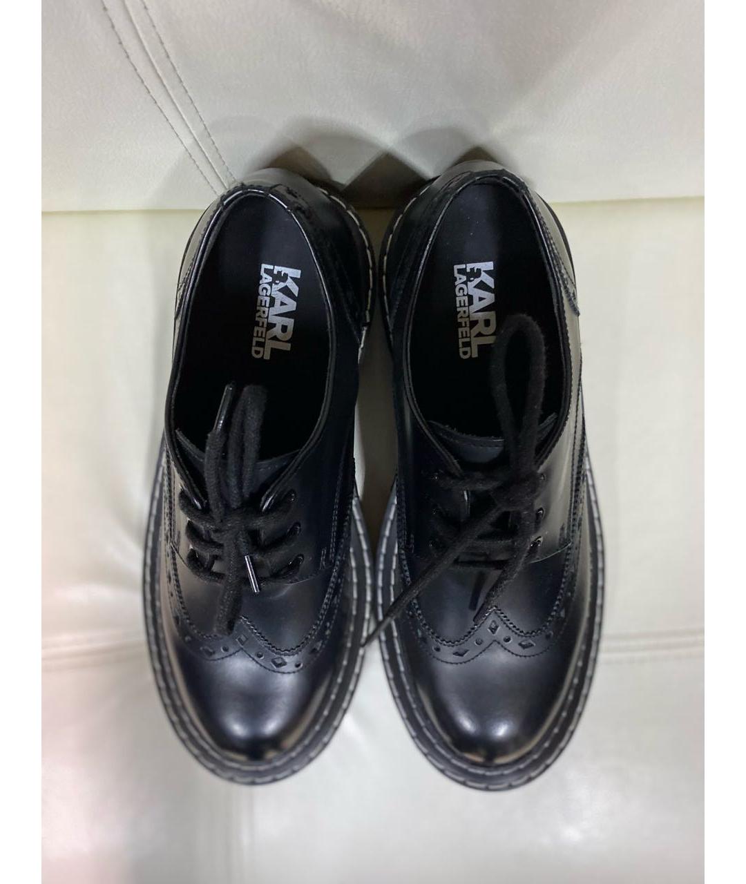 KARL LAGERFELD Черные кожаные брогги и оксфорды, фото 3