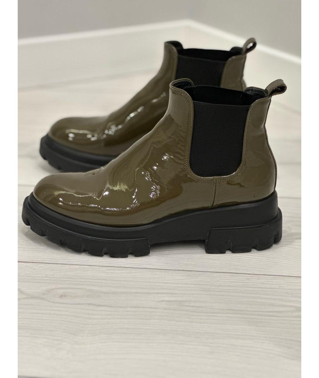 AGL Хаки ботинки из лакированной кожи, фото 5