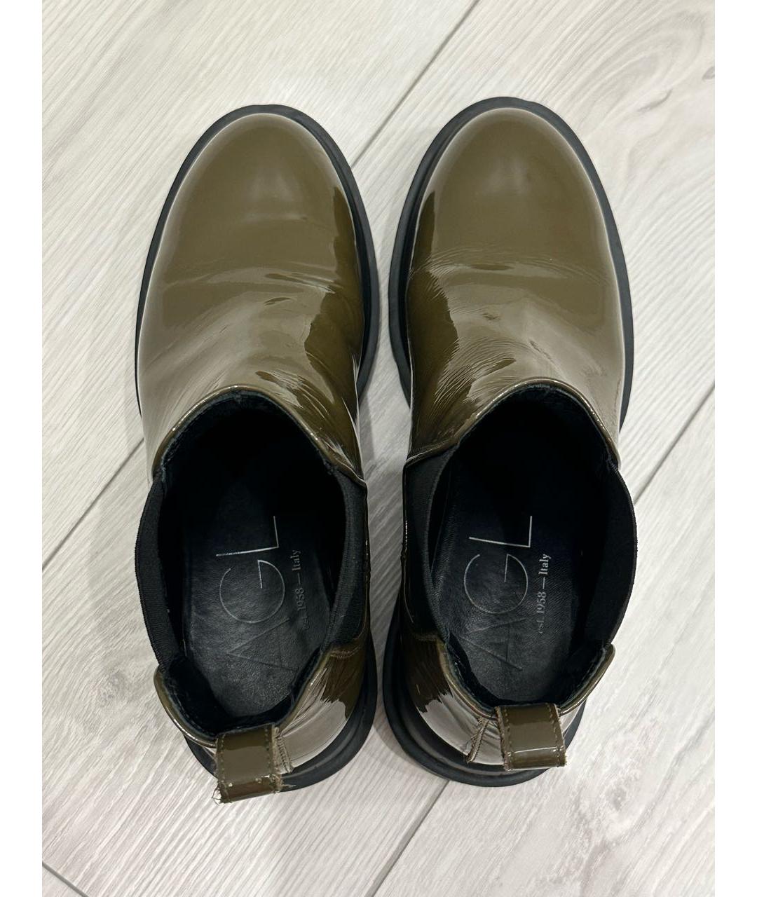 AGL Хаки ботинки из лакированной кожи, фото 3