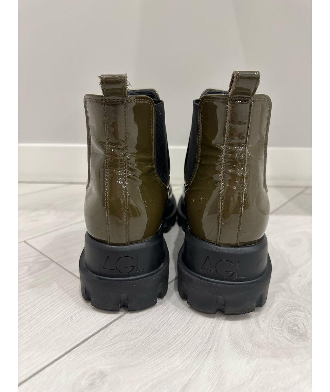 AGL Хаки ботинки из лакированной кожи, фото 4