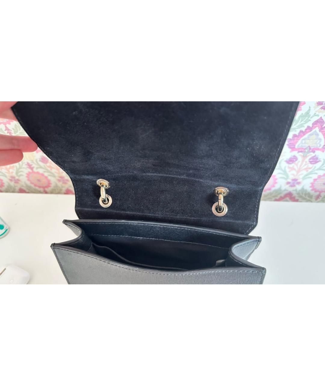 FURLA Черная кожаная сумка с короткими ручками, фото 4