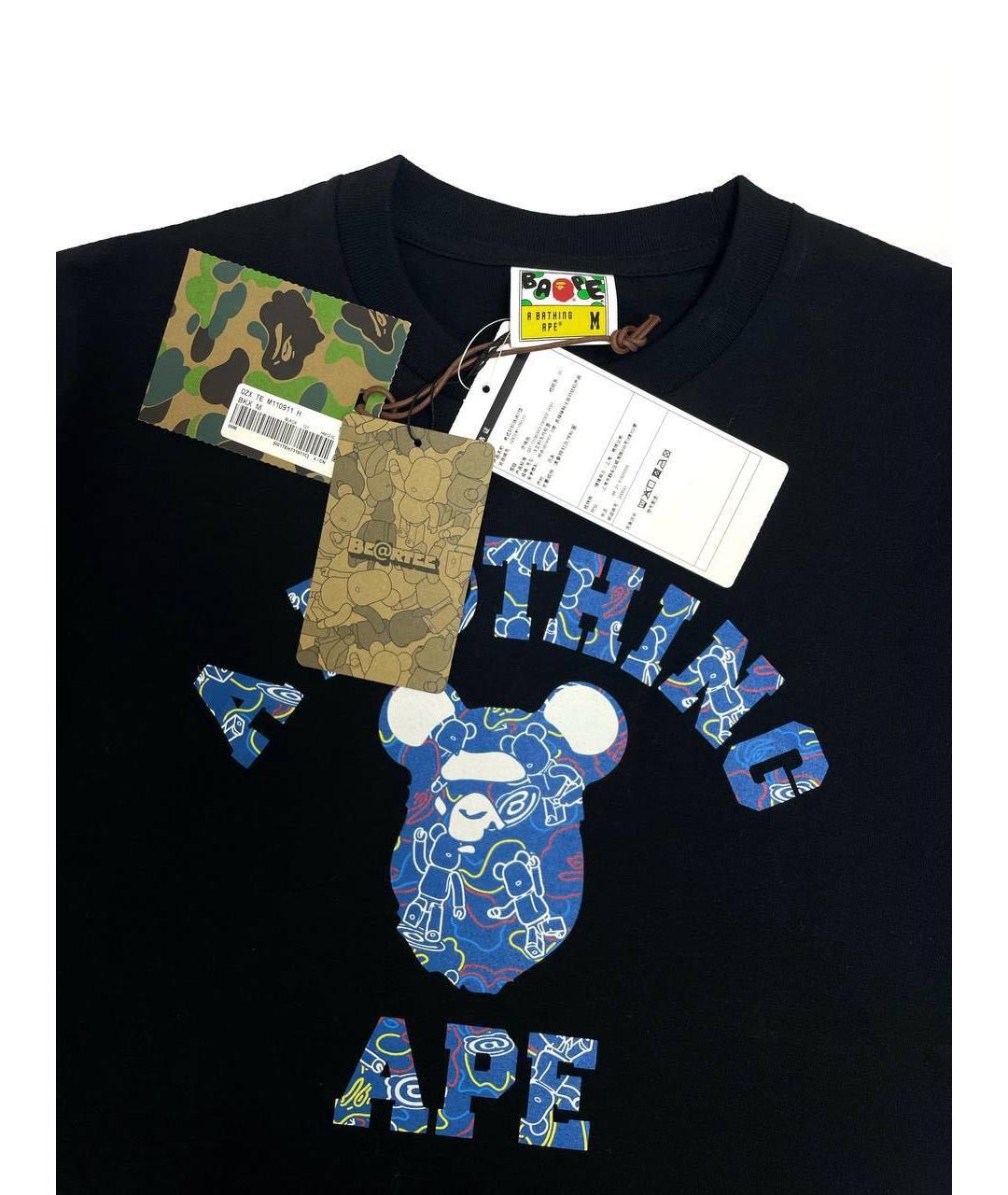 A BATHING APE Черная хлопковая футболка, фото 4