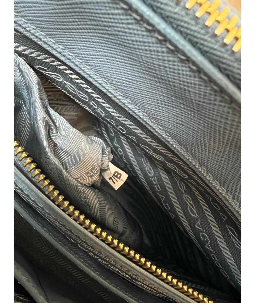PRADA Голубая кожаная сумка с короткими ручками, фото 7