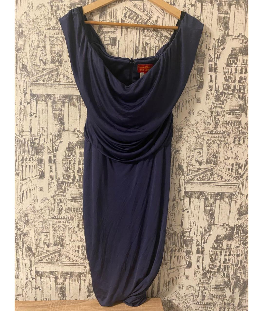 VIVIENNE WESTWOOD Темно-синее вискозное коктейльное платье, фото 4