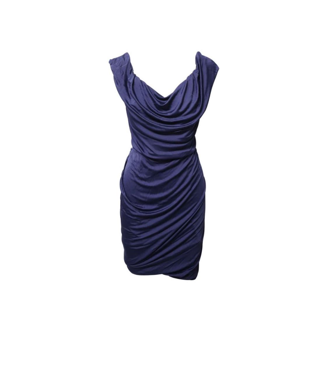 VIVIENNE WESTWOOD Темно-синее вискозное коктейльное платье, фото 9